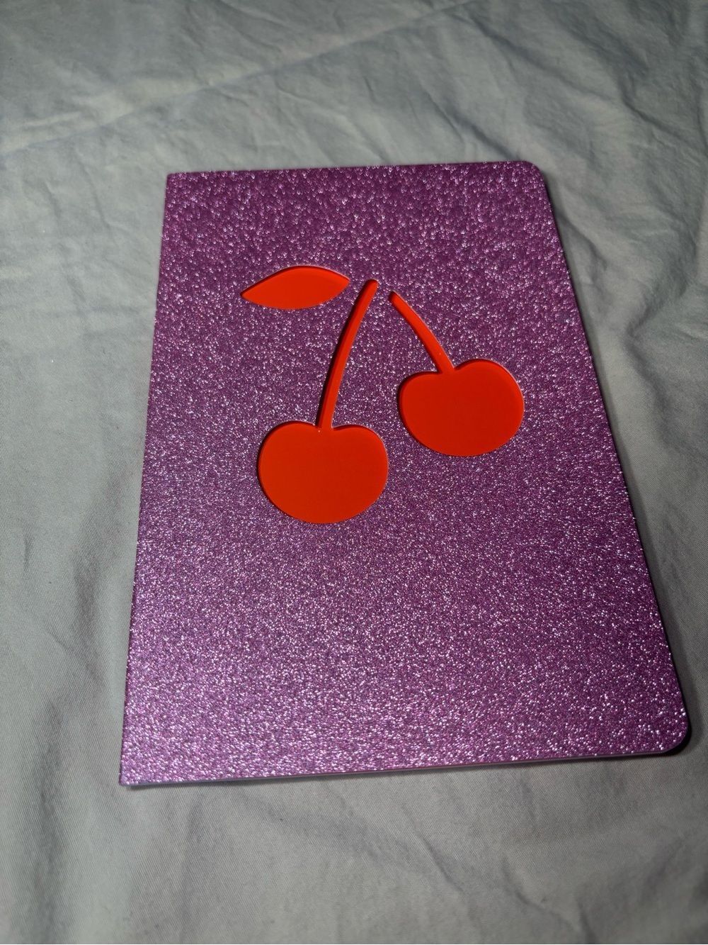 New Pink Glitter Cherry Notebook Journal Diary